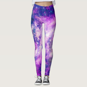 Majestic Blauwgroen Paarse Starry Space Nebula Leggings