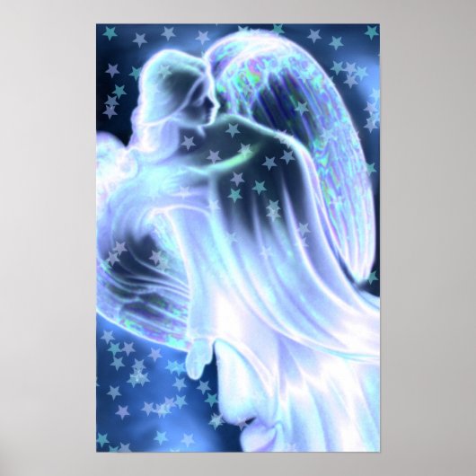 Majestic Blue Angel met sterren Poster (Voorkant)