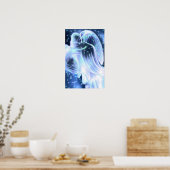 Majestic Blue Angel met sterren Poster (Keuken)