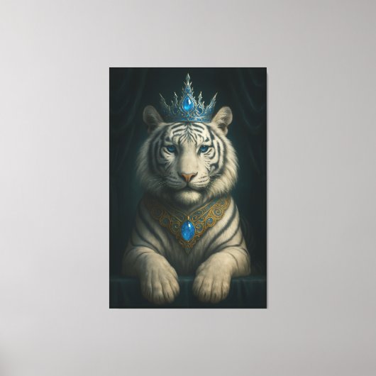 Majestic Blue Crown Royal Tiger – Luxury Fine Art Canvas Afdruk (Voorkant)