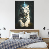 Majestic Blue Crown White Tiger · Fine Art Canvas (Insitu (Slaapkamer))