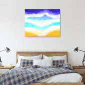Majestic Blue en Blauwgroen golven op Sandy Shore Canvas Afdruk (Insitu (Slaapkamer))