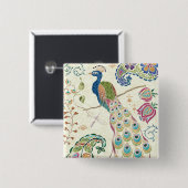 Majestic Blue Peacock Vierkante Button 5,1 Cm (Voorkant /achterkant)