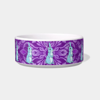 Majestic Blue Rabbit Mandala Purple Pet Bowl Voerbakje