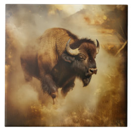 Majestic Buffalo, Bison Tegel, Trivet Tegeltje