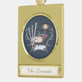 Majestic Bull Elk bugling in het maanlicht Verguld Banner Ornament (Links)