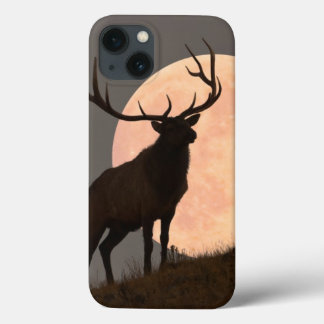 Majestic Bull Elk en Full Moon Rise iPhone 13 Hoesje