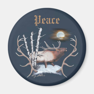 Majestic Bull Elk Magneet