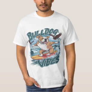 Majestic Bulldog Surfer Surfen T-shirt