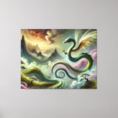 Majestic Celestial Dragon Over Fantasy Mountains Canvas Afdruk (Voorkant)