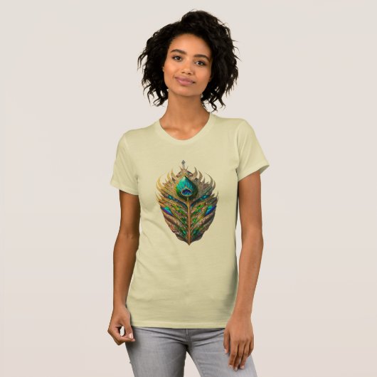 Majestic Crystal Peacock Feather Vrouwen Slim Fit T-shirt (Voorkant volledig)