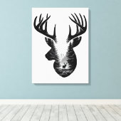 Majestic Deer Forest Double Exposition sur Toile M (Insitu (Plancher de Bois))