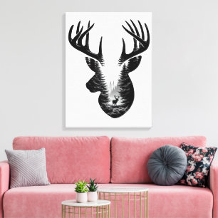 Majestic Deer Forest Double Exposition sur Toile M