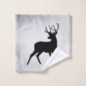 Majestic Deer met Antlers Black Silhouette Rustic Bad Handdoek (Wasdoekje)