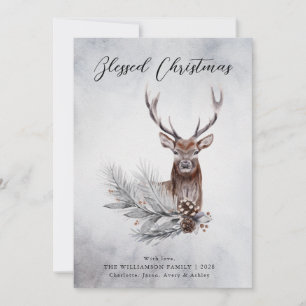 Majestic Deer Winter Woodland Kaart Kerstmis