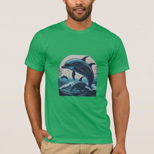 Majestic Dolphins Splash T-shirt (Voorkant)