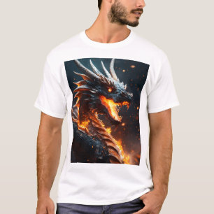 Majestic Dragon te midden van kosmische vlammen T-shirt