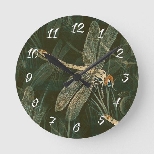 Majestic Dragonfly Pattern Ronde Klok (Voorkant)