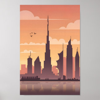 Majestic Dubai City Elegance 4K Uitzichten Poster