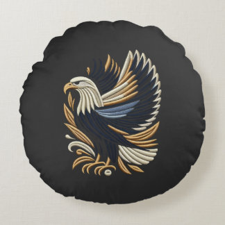 Majestic Eagle borduurwerk ontwerp | stoutmoedig p Rond Kussen