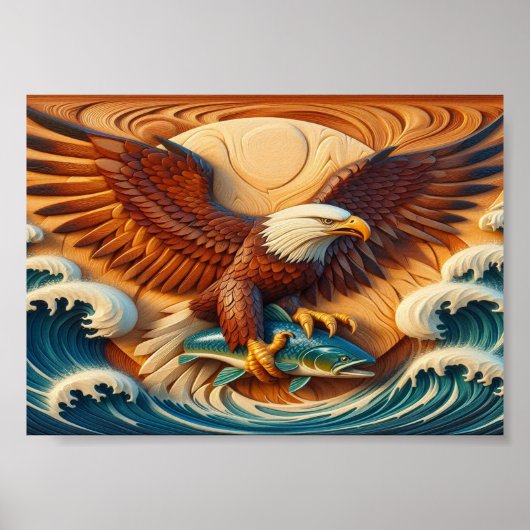 Majestic Eagle Clutching een vis 5x7 Poster (Voorkant)