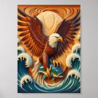 Majestic Eagle Clutching een vis 7x5