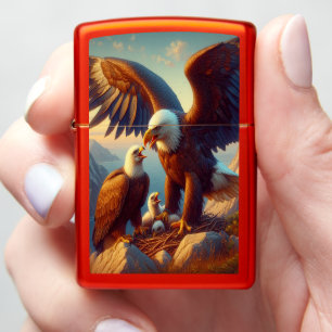 Majestic Eagle familie nestelen op een klif tijden
