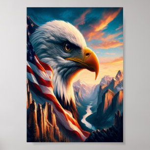 Majestic Eagle fuseerde met de Amerikaanse vlag 7x Poster