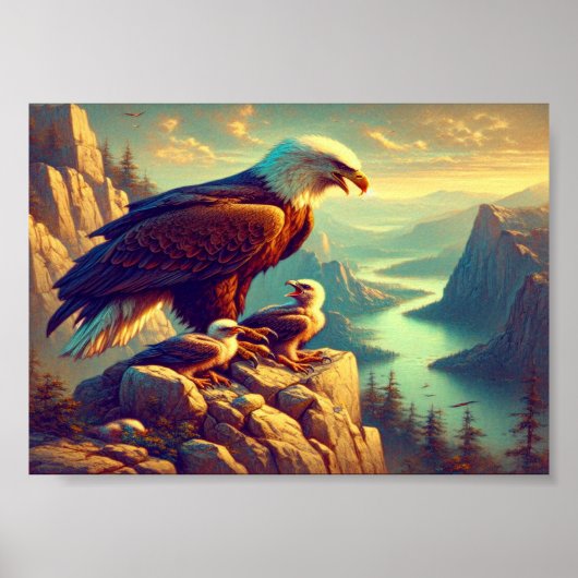 Majestic Eagle het vangen van een meer forel 7 "x5 Poster (Voorkant)