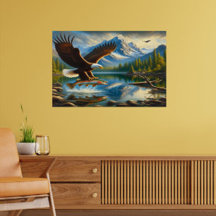 Majestic Eagle het vangen van een meer forel Poster