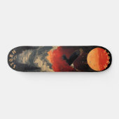Majestic Eagle in Fiery Sunset, Retro Skateboard (Horizontaal)