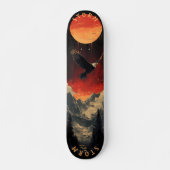 Majestic Eagle in Fiery Sunset, Retro Skateboard (Voorkant)