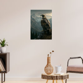 Majestic Eagle met uitzicht op bergtoppen Poster