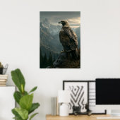 Majestic Eagle met uitzicht op bergtoppen Poster (Thuiskantoor)