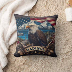 Majestic Eagle met uitzicht op Madison Landscape Kussen