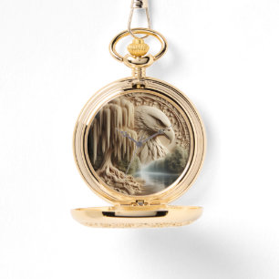 Majestic Eagle met uitzicht op Serene Lake Horloge
