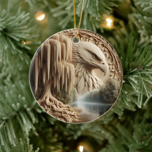 Majestic Eagle met uitzicht op Serene Lake Keramisch Ornament (Boom)