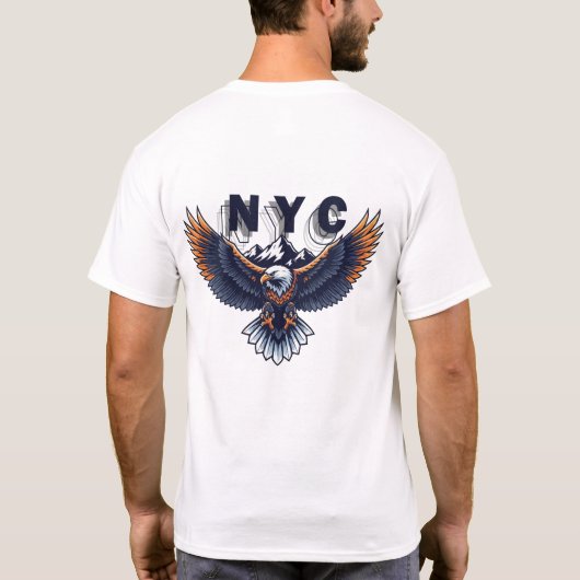 Majestic Eagle Over NYC Skyline – Patriotic New Yo T-shirt (Achterkant)