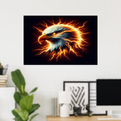 Majestic Eagle overspoeld in vlammen Poster (Thuiskantoor)