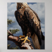 Majestic Eagle Perched op Tree Branch Poster (Voorkant)