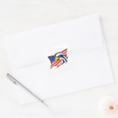 Majestic Eagle: Vlag van de VS Logo Design Vierkante Sticker (Envelop)