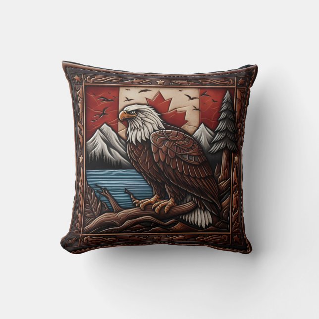 Majestic Eagle voor het Canadese landschap Kussen (Voorkant)
