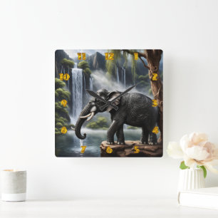 Majestic Elephant beroemd gemaakt door Serene Wate Vierkante Klok