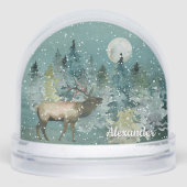 Majestic Elk Forest Full Moon Snow Watercolor (Avant)