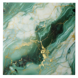 Majestic Emerald & Gold Art Tegel Tegeltje