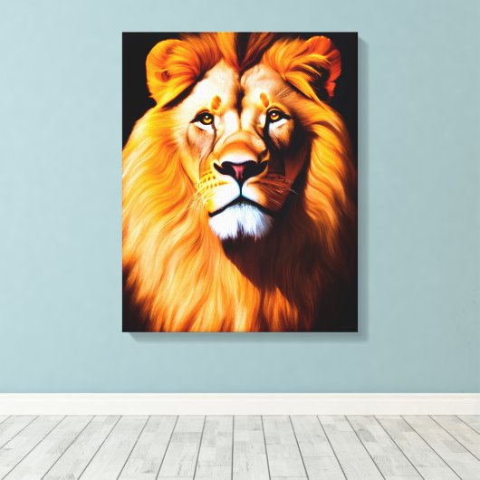 Majestic Face van de Lion Canvas Afdruk (Insitu (Houten vloer))