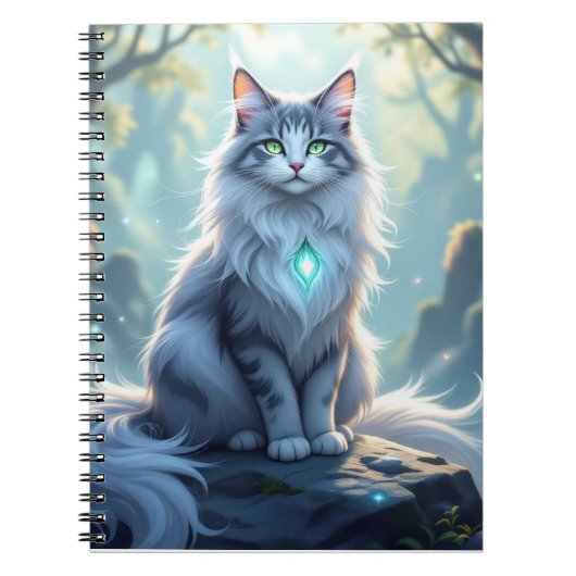 **Majestic Fantasy Cat with Mystical Aura – High F Notitieboek (Voorkant)