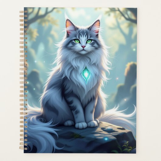 **Majestic Fantasy Cat with Mystical Aura – High F Planner (Voorkant)