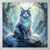 **Majestic Fantasy Cat with Mystical Aura – High F Poster (Voorkant)