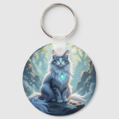 **Majestic Fantasy Cat with Mystical Aura – High F Sleutelhanger (Achterkant)